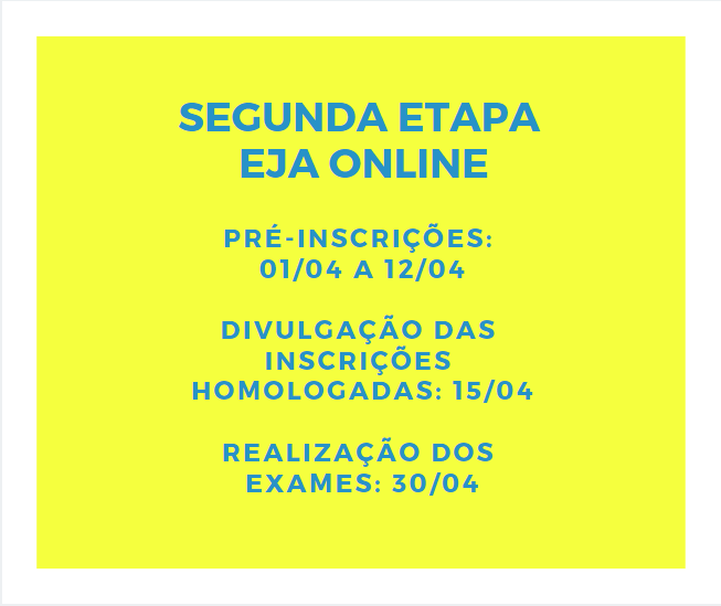 Exames ON-LINE da EJA 2019