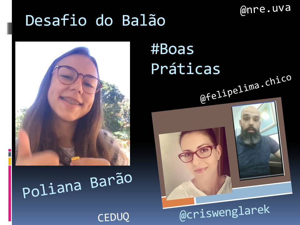 A estudante Poliana Barão Kuznik, do 1°ano B, além de fazer a atividade, gentilmente aceitou gravar a prática e explicá-la. Ficou muito legal!!!
