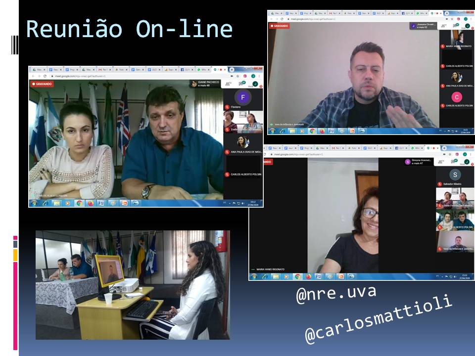 Participaram desta interatividade à distância, a Coordenadora da SEED, responsável pelo nosso NRE Profª Maria Vanei Rigonato, a chefia do NRE/UVA Prof. Carlos Alberto Polsin e Profª Francieli Maltauro, o Dr. Carlos Eduardo Mattioli Kockanny, Juiz da Vara da Infância da Juventude e da Família, Coordenadores do NRE e os Diretores dos Colégios Estaduais.
