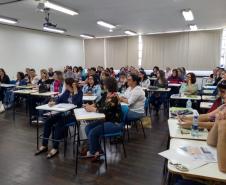 Professores de Língua Portuguesa, Matemática, Mais Aprendizagem, Salas de Apoio à Aprendizagem, parceria Sesc e Pedagogos participam de Formação Continuada.