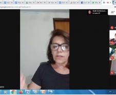 Participaram desta interatividade à distância, a Coordenadora da SEED, responsável pelo nosso NRE Profª Maria Vanei Rigonato, a chefia do NRE/UVA Prof. Carlos Alberto Polsin e Profª Francieli Maltauro, o Dr. Carlos Eduardo Mattioli Kockanny, Juiz da Vara da Infância da Juventude e da Família, Coordenadores do NRE e os Diretores dos Colégios Estaduais.

