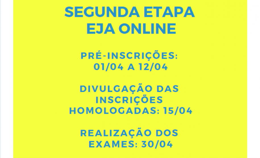Exames ON-LINE da EJA 2019