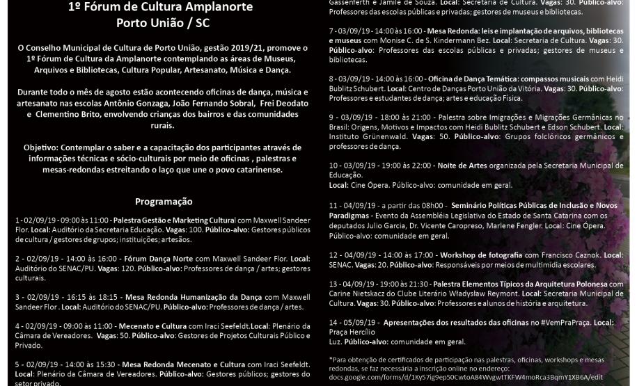 Programação Primeiro Forum de Cultura da Amplanorte