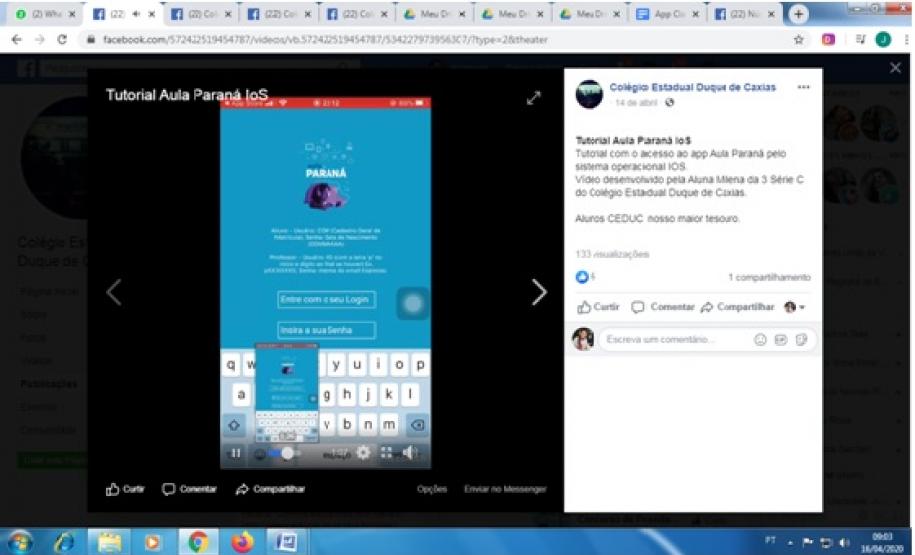 Alunos Otto Athayde do 7º C, e a Milena Popenda Bortoleto, da 3ª série do Col. Est. Duque de Caxias, de São Mateus do Sul, fazem vídeos com tutoriais para auxiliar os colegas no acesso ao Classroom.