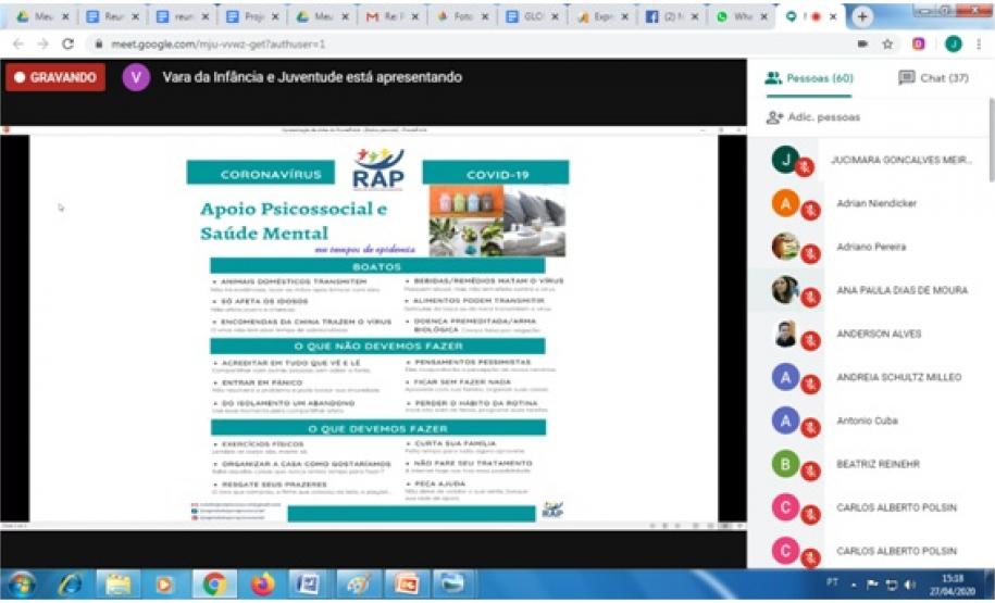 Participaram desta interatividade à distância, a Coordenadora da SEED, responsável pelo nosso NRE Profª Maria Vanei Rigonato, a chefia do NRE/UVA Prof. Carlos Alberto Polsin e Profª Francieli Maltauro, o Dr. Carlos Eduardo Mattioli Kockanny, Juiz da Vara da Infância da Juventude e da Família, Coordenadores do NRE e os Diretores dos Colégios Estaduais.