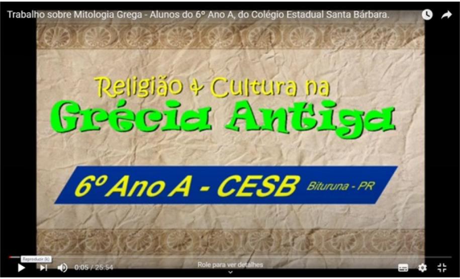 Trabalhar a Mitologia Grega de uma maneira dinâmica e lúdica. Esta é uma sugestão para ser trabalhada com os 6ºs anos, o projeto é mais uma das boas práticas desenvolvidas pelo Prof. Gerson Luis Lanzarini, do Col. Est. Santa Bárbara, de Bituruna.